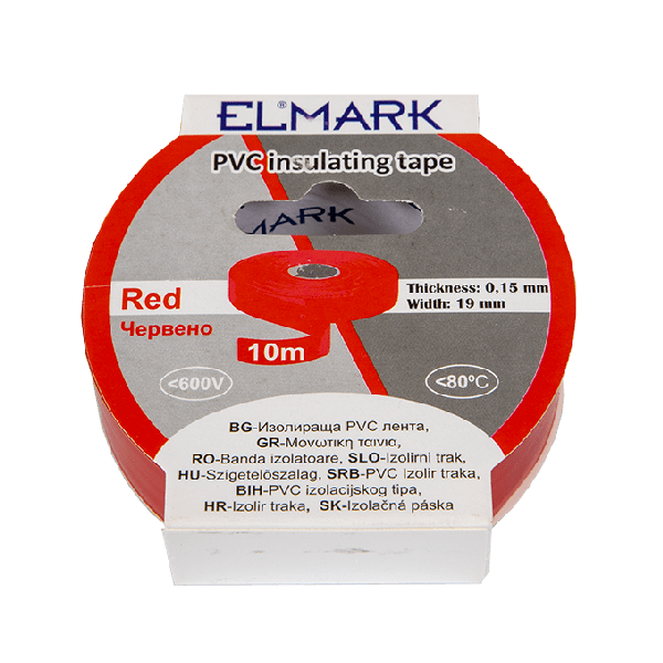 ИЗОЛИРБАНД 10m x19mm ЧЕРВЕН elmateriali.com