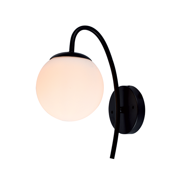 Аплик 1xE27 черен с бяло стъкло