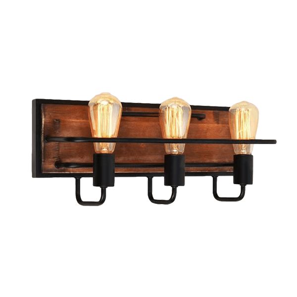 Аплик 3×E27 черен мат с дървени елементи