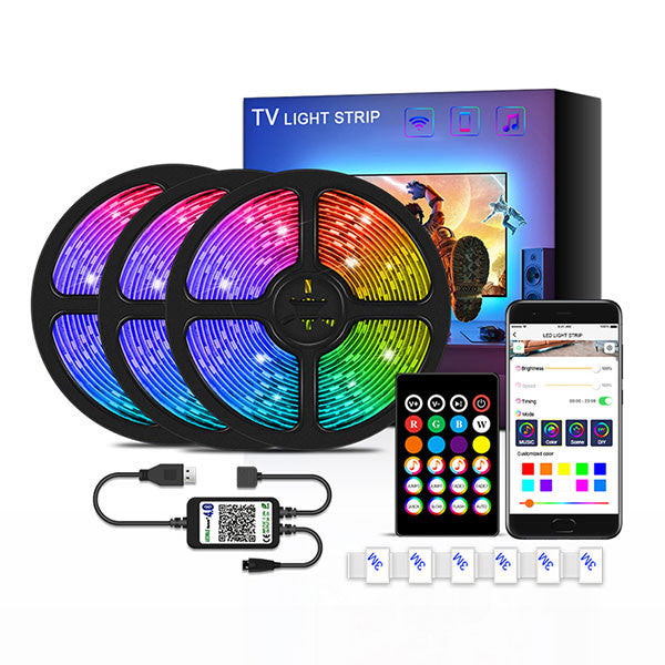 LED TV лента 3метра за телевизор – USB, Bluetooth RGB осветление elmateriali.com