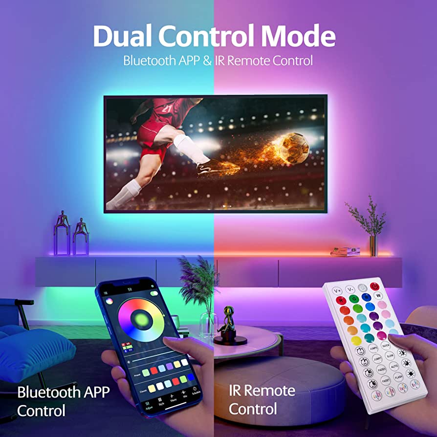 Bluetooth LED RGB лента – комплект с музикален & звуков контро,2бр ролки х 5м elmateriali.com