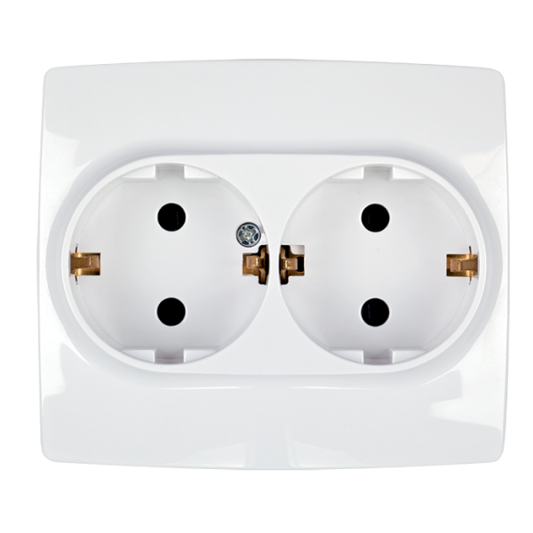 CITY ДBОЕН КОНТАКТ ШУКО С ВИНТОВА КЛЕМА БЯЛ, МЕТАЛИК