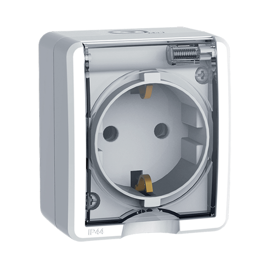 КОНТАКТ ШУКО ОТКРИТ МОНТАЖ IP44 БЯЛ