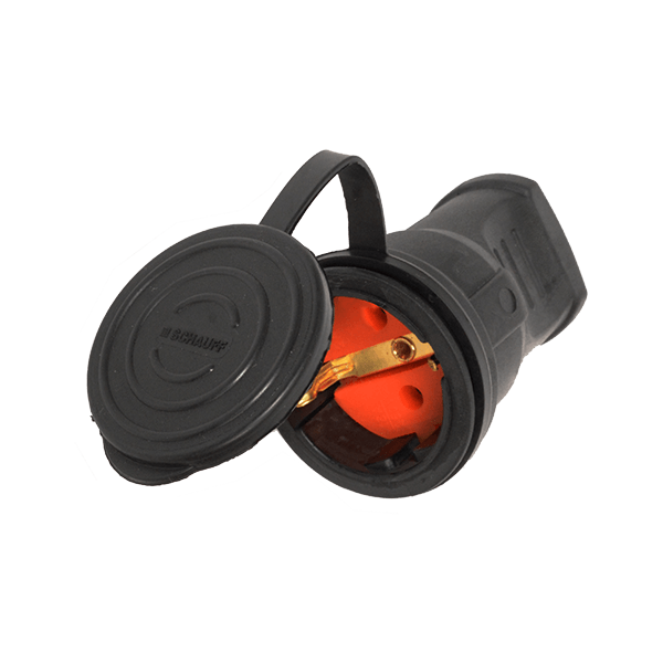 Гумиран куплунг 16A 2P+E черен