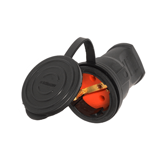 Гумиран куплунг 16A 2P+E черен