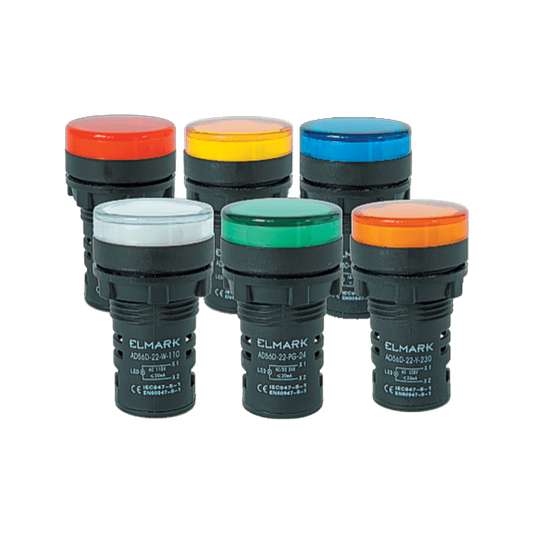 LED индикатор жълт Ø22 mm 230V AC