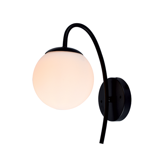 Аплик 1xE27 черен с бяло стъкло