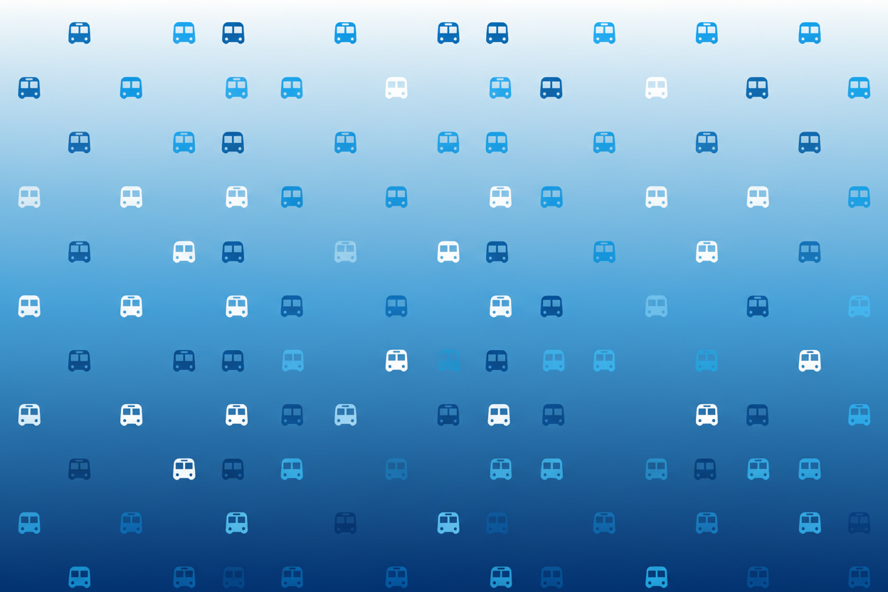 blue colour garadient with small mini bus icons 