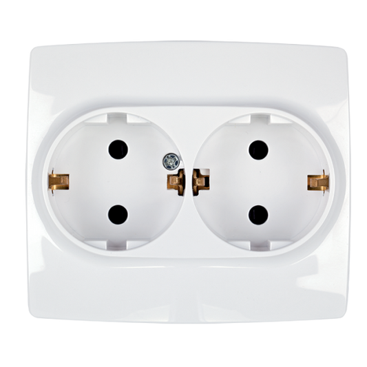 CITY ДBОЕН КОНТАКТ ШУКО С ВИНТОВА КЛЕМА БЯЛ, МЕТАЛИК